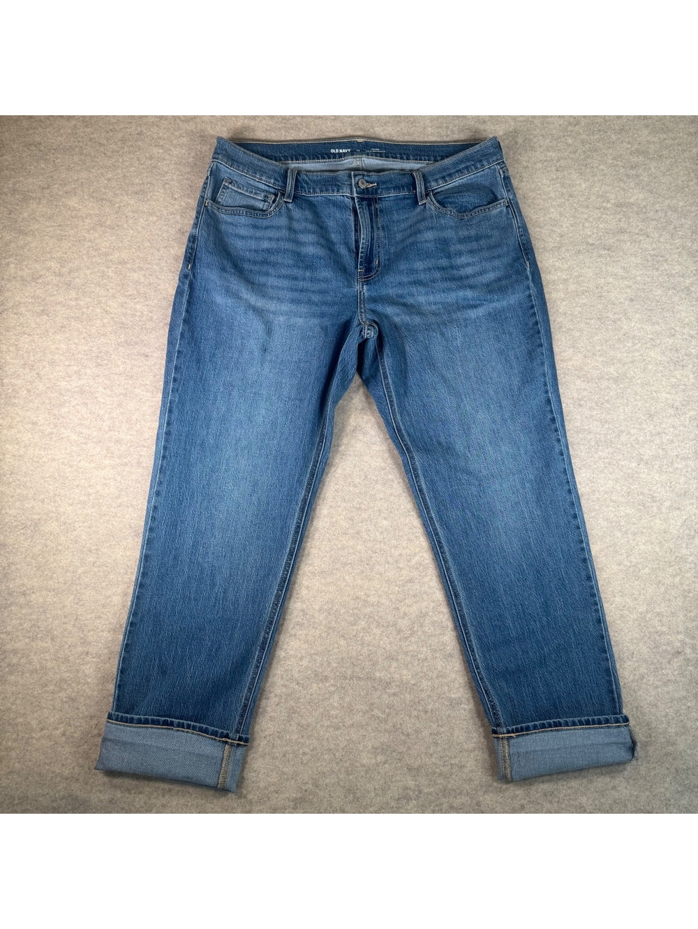 Old Navy wow boy friend Women's Medium Blue Straight Leg Jeans Size 14
